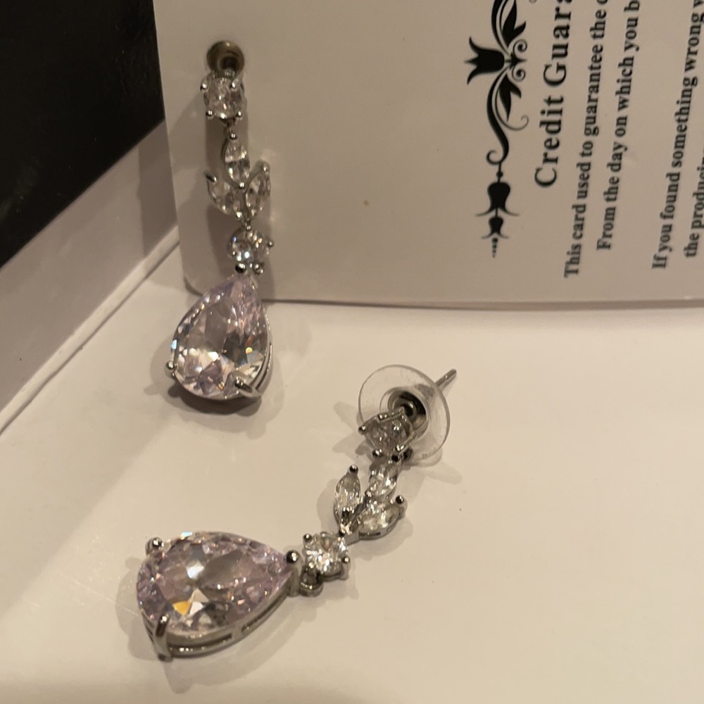 SweetV teardrop clear rhinestone wedding/special occasion earrings